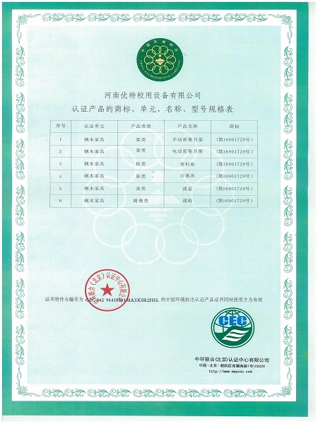 中國環(huan)境標志產品認(ren)證證書